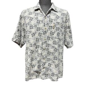 Vintage Columbia Linen Blend Tropical Martini Button Down Shirt Size M Y2K Beach